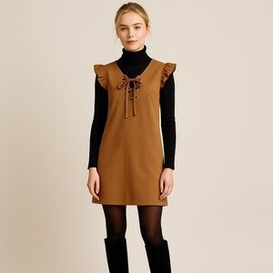 NWT Faux Suede Camel Mini Shift Dress | Coastal Cowgirl Soft Western Luxe Boho L